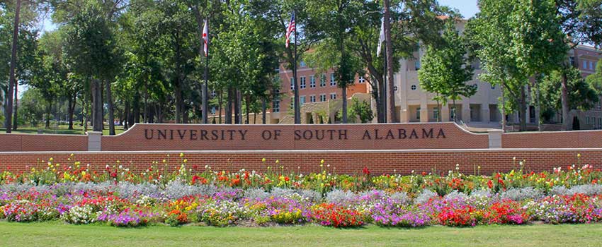 University of South Alabama front sign